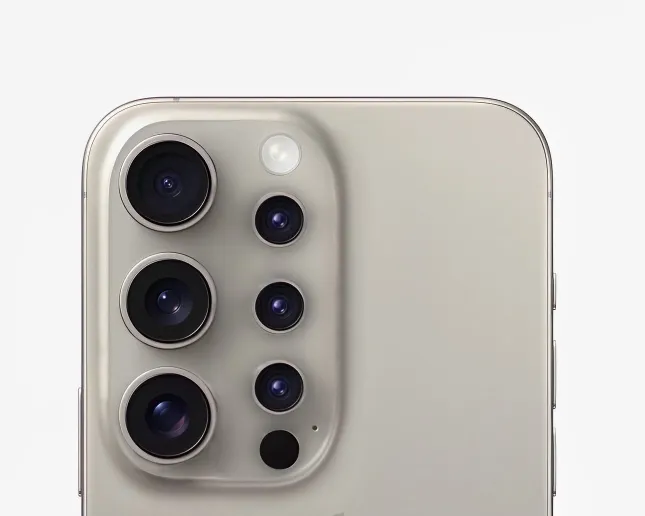 a close up of 3 new smaller cameras for the iPhone 16 Ultra