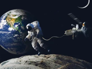 Astronaut exploring moon's surface, showcasing scientific wonders that ignite curiosity.