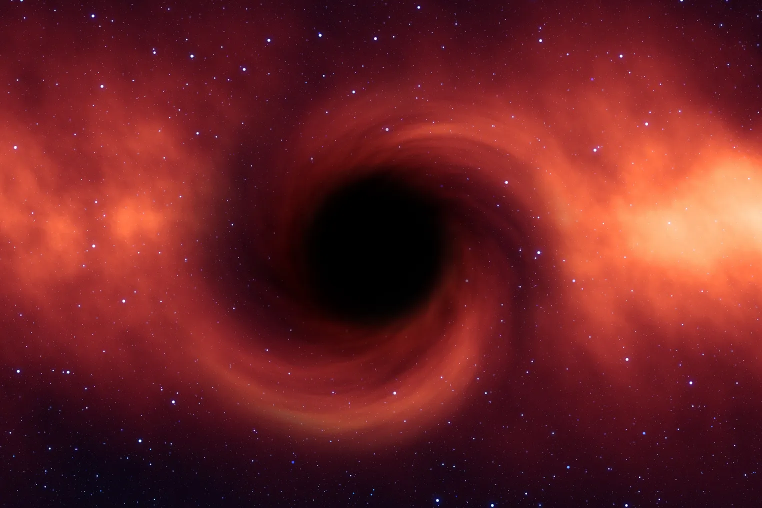 A star-filled space reveals a central black hole, the enigmatic abyss of the universe.