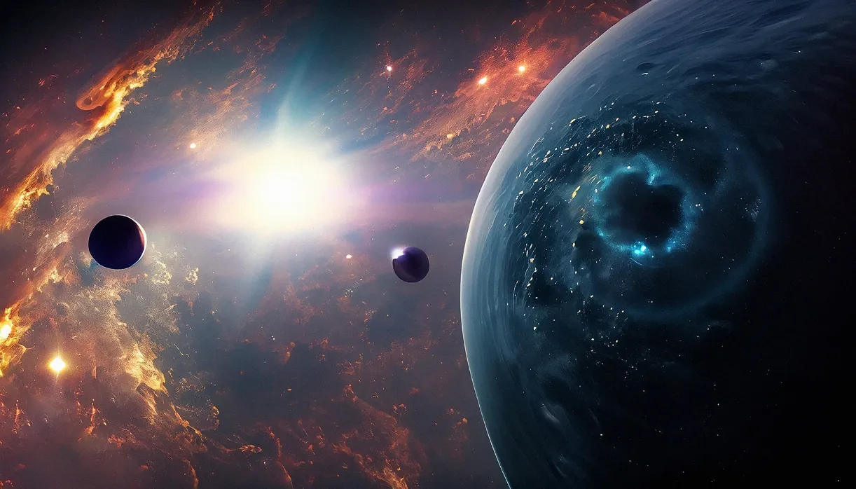 A depiction of three planets suspended in space, symbolizing the future of supernova research.