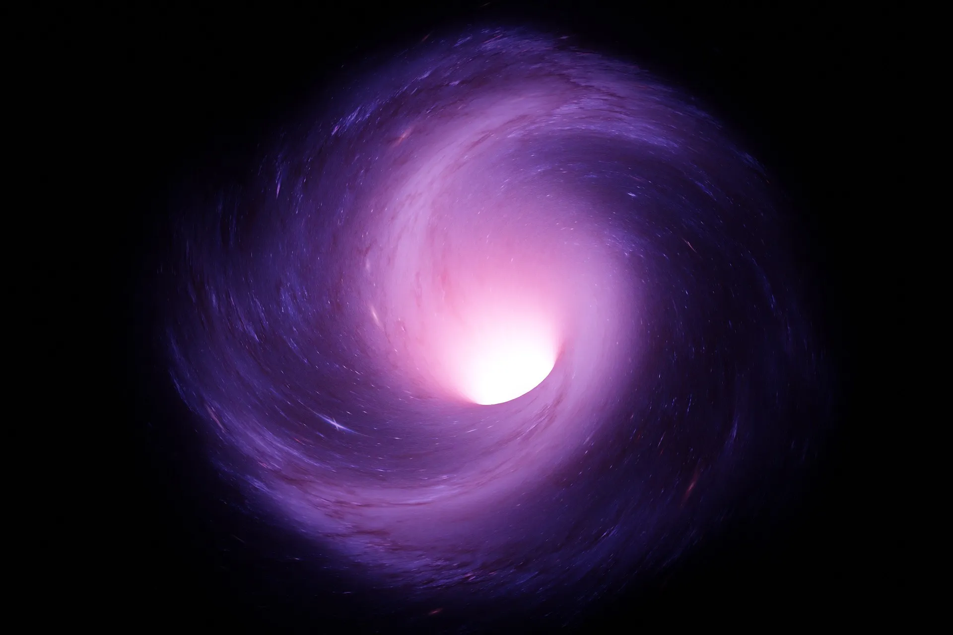 A spiral galaxy showcasing a luminous core, emanating a brilliant light, surrounded by a mysterious black hole.