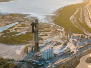 SpaceX Starship Rocket on launch pad, preparing for next reusable rocket mission.